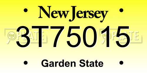 3T75015 New Jersey License Plate