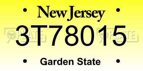 3T78015 New Jersey License Plate