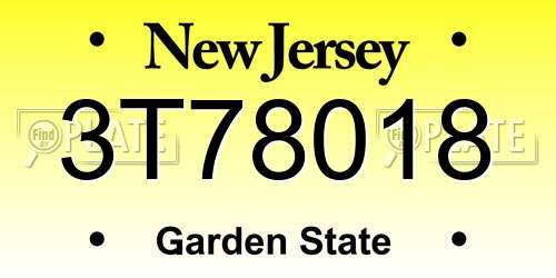 3T78018 New Jersey License Plate