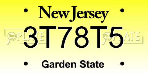 3T78T5 New Jersey License Plate