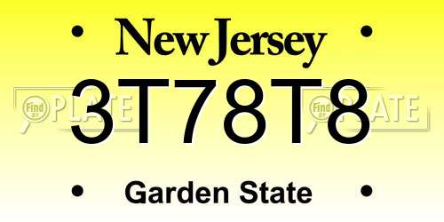 3T78T8 New Jersey License Plate