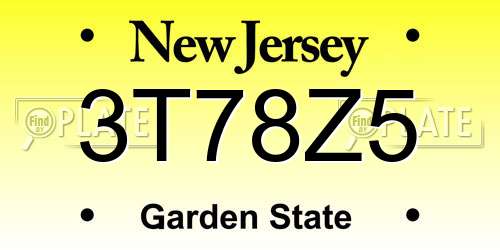 3T78Z5 New Jersey License Plate
