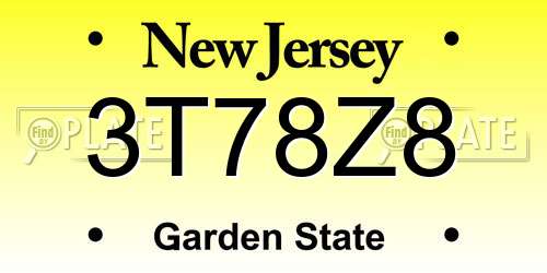 3T78Z8 New Jersey License Plate