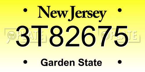 3T82675 New Jersey License Plate