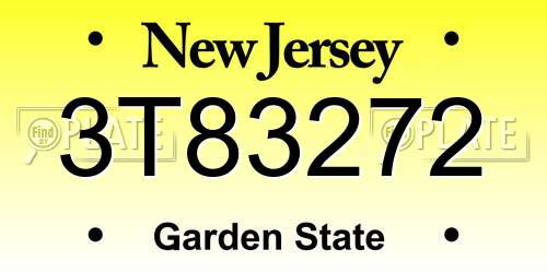 3T83272 New Jersey License Plate