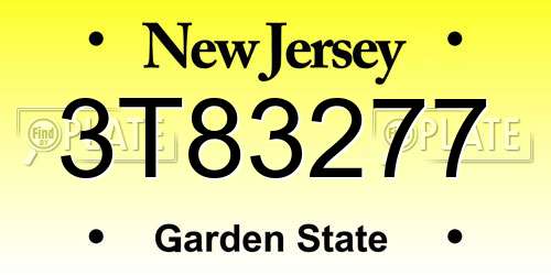 3T83277 New Jersey License Plate