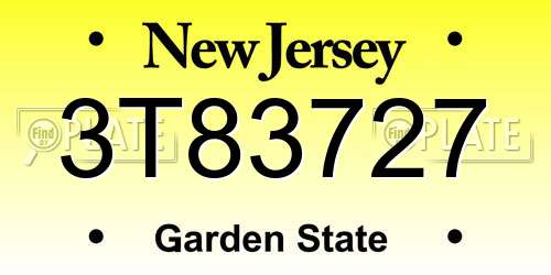 3T83727 New Jersey License Plate