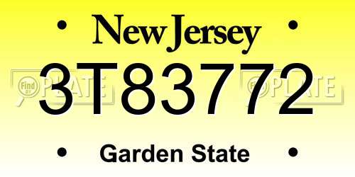 3T83772 New Jersey License Plate
