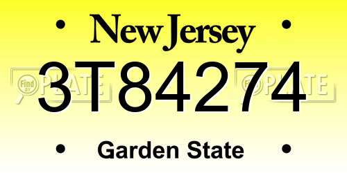3T84274 New Jersey License Plate