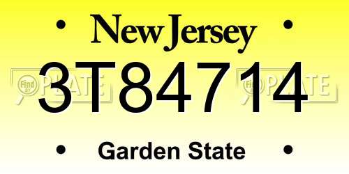 3T84714 New Jersey License Plate