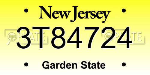 3T84724 New Jersey License Plate