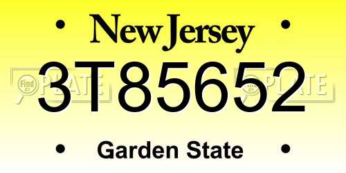 3T85652 New Jersey License Plate