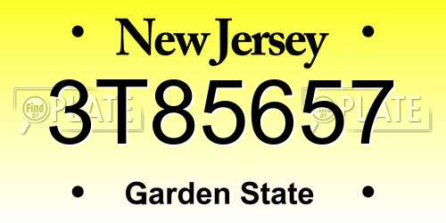 3T85657 New Jersey License Plate