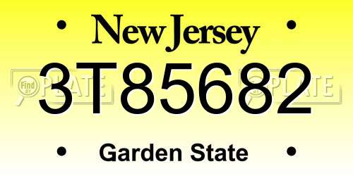 3T85682 New Jersey License Plate
