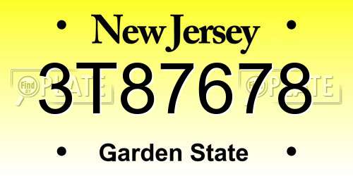 3T87678 New Jersey License Plate