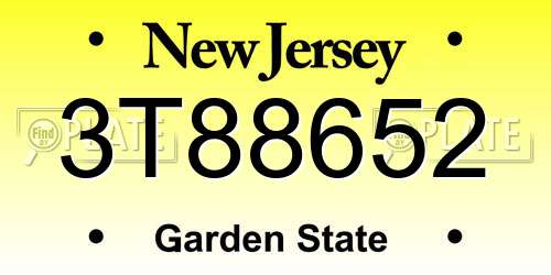 3T88652 New Jersey License Plate