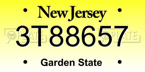 3T88657 New Jersey License Plate