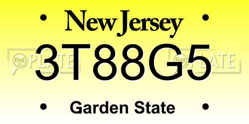 3T88G5 New Jersey License Plate