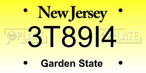 3T89I4 New Jersey License Plate