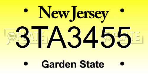 3TA3455 New Jersey License Plate