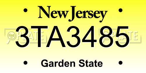 3TA3485 New Jersey License Plate