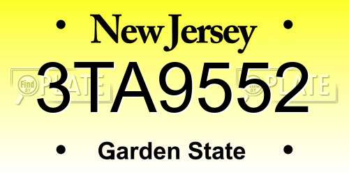 3TA9552 New Jersey License Plate