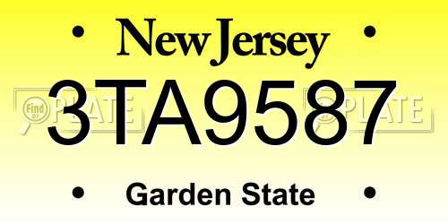 3TA9587 New Jersey License Plate