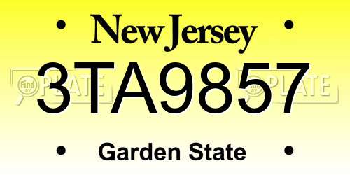 3TA9857 New Jersey License Plate