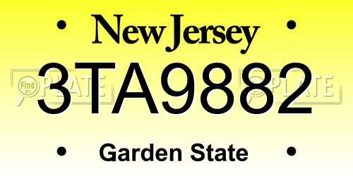 3TA9882 New Jersey License Plate