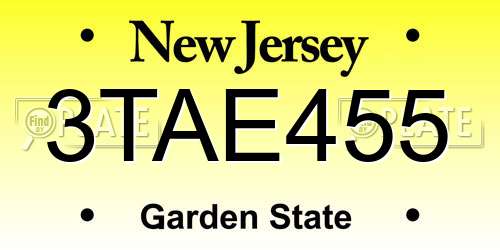 3TAE455 New Jersey License Plate