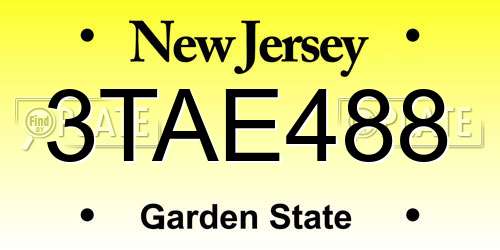 3TAE488 New Jersey License Plate