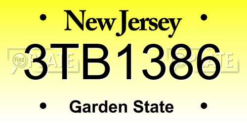 3TB1386 New Jersey License Plate
