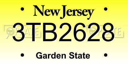 3TB2628 New Jersey License Plate