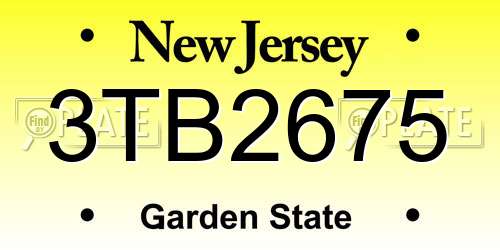 3TB2675 New Jersey License Plate