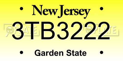 3TB3222 New Jersey License Plate