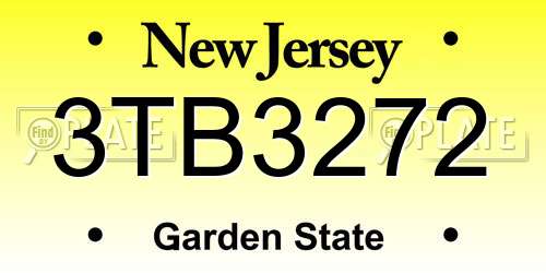 3TB3272 New Jersey License Plate