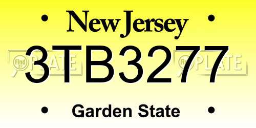 3TB3277 New Jersey License Plate