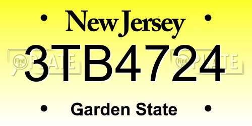 3TB4724 New Jersey License Plate
