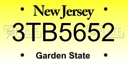 3TB5652 New Jersey License Plate