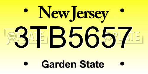 3TB5657 New Jersey License Plate