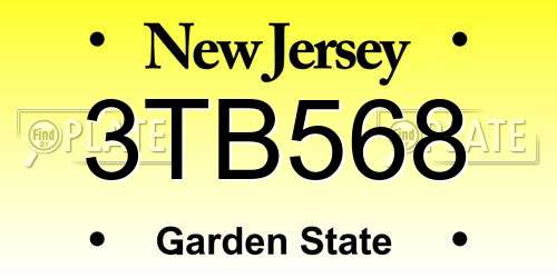 3TB568 New Jersey License Plate