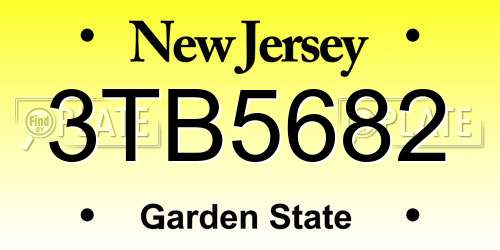 3TB5682 New Jersey License Plate