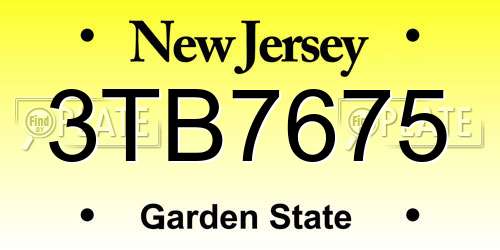3TB7675 New Jersey License Plate