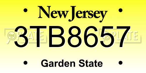 3TB8657 New Jersey License Plate
