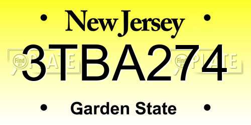 3TBA274 New Jersey License Plate