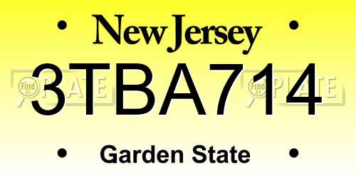 3TBA714 New Jersey License Plate