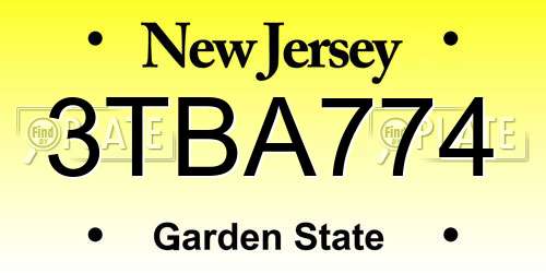 3TBA774 New Jersey License Plate