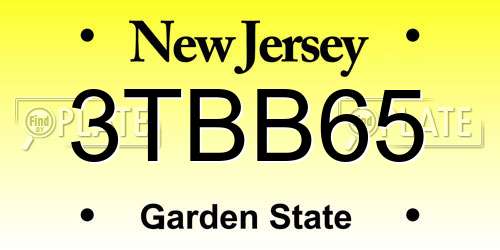 3TBB65 New Jersey License Plate