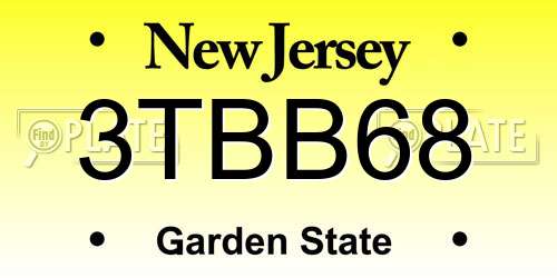 3TBB68 New Jersey License Plate