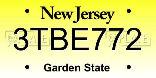 3TBE772 New Jersey License Plate